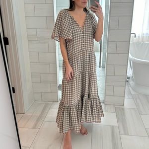 The Great plaid dress. Maxi, unlined, buttons in front. Fits oversized and comfy